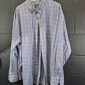 IZOD Premium Essentials Men’s Button Down Light Blue Xxl Plaid Shirt S